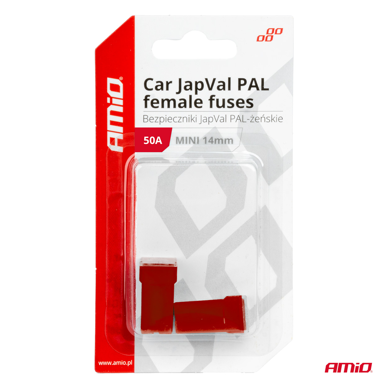 AMIO - Ασφαλειες Japval Pal Μινι 14MM Θηλυκες 50A Σε Κοκκινο Χρωμα - 2 Τεμ. (03439/AM) - Thumbnail 3