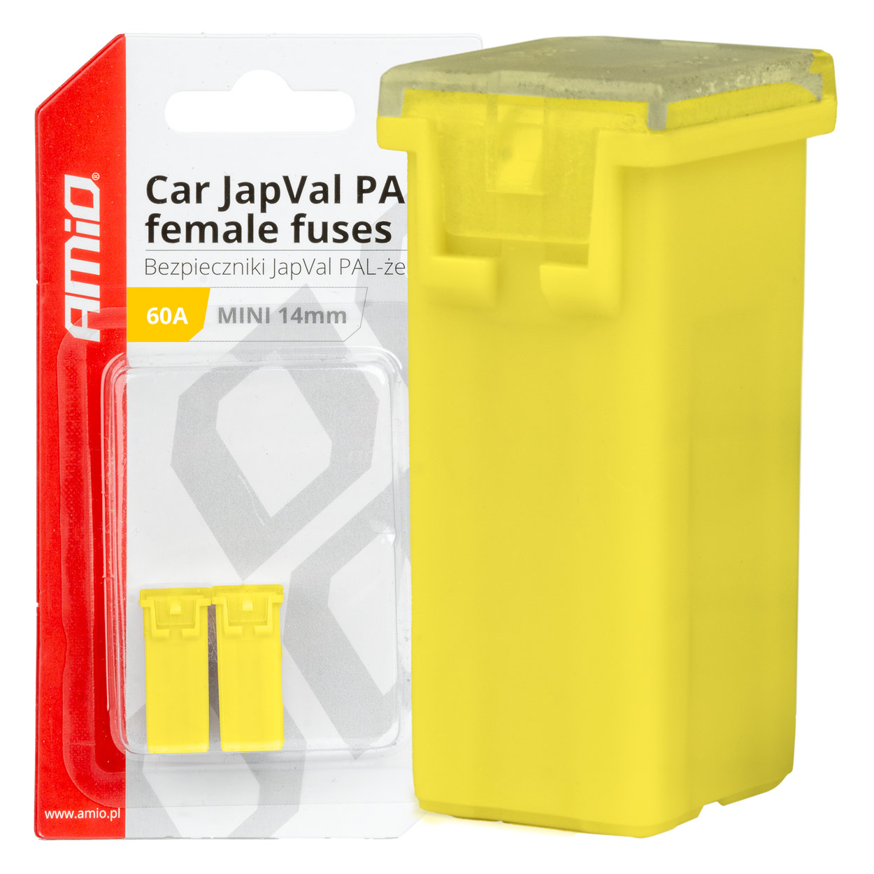 Amio - ΑΣΦΑΛΕΙΕΣ JapVal PAL ΜΙΝΙ 14mm ΘΗΛΥΚΕΣ 60A ΣΕ ΚΙΤΡΙΝΟ ΧΡΩΜΑ - 2 Τεμ. (03440/AM)