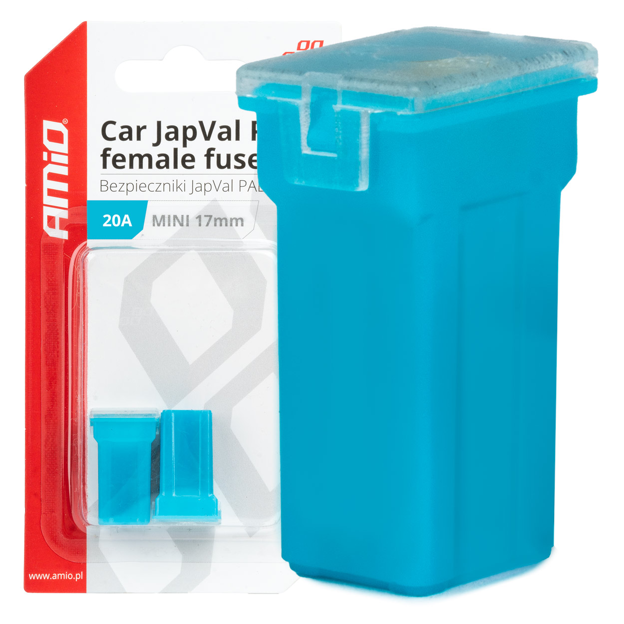 Amio - ΑΣΦΑΛΕΙΕΣ JapVal PAL ΜΙΝΙ 17mm ΘΗΛΥΚΕΣ 20A ΣΕ ΓΑΛΑΖΙΟ ΧΡΩΜΑ - 2 Τεμ. (03443/AM)