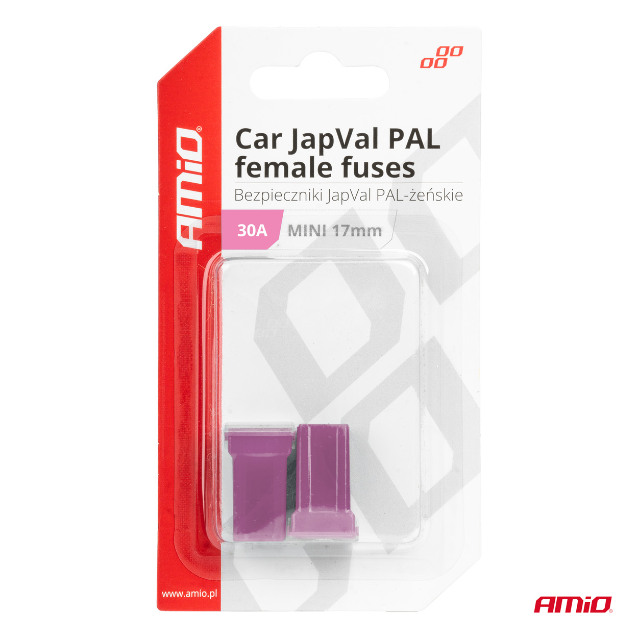 AMIO - Ασφαλειες Japval Pal Μινι 17MM Θηλυκες 30A Σε Μωβ Χρωμα - 2 Τεμ. (03444/AM) - Thumbnail 3