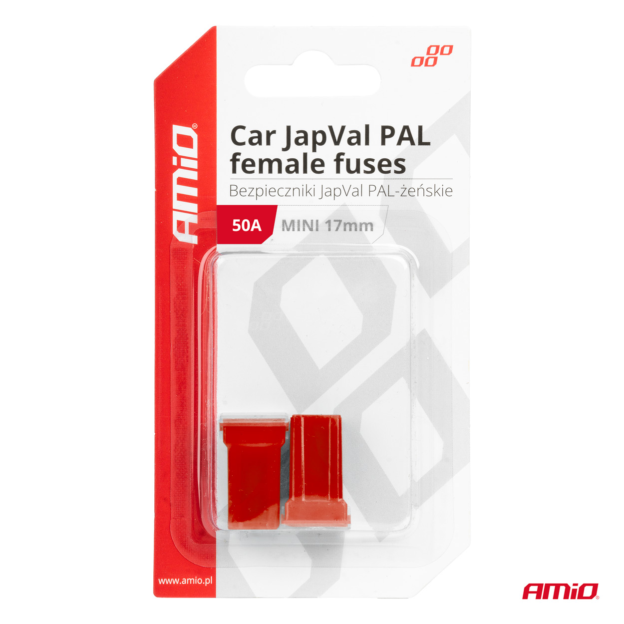 AMIO - Ασφαλειες Japval Pal Μινι 17MM Θηλυκες 50A Σε Κοκκινο Χρωμα - 2 Τεμ. (03446/AM) - Thumbnail 3