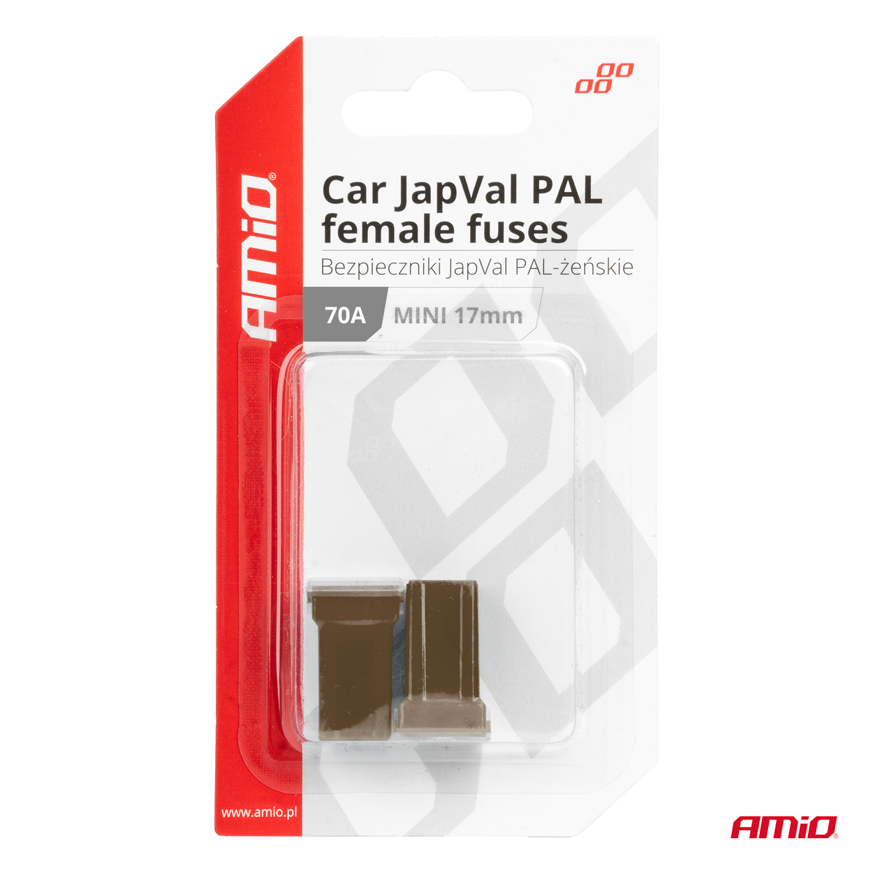 AMIO - Ασφαλειες Japval Pal Μινι 17MM Θηλυκες 70A Σε Καφε Χρωμα - 2 Τεμ. (03448/AM) - Thumbnail 3