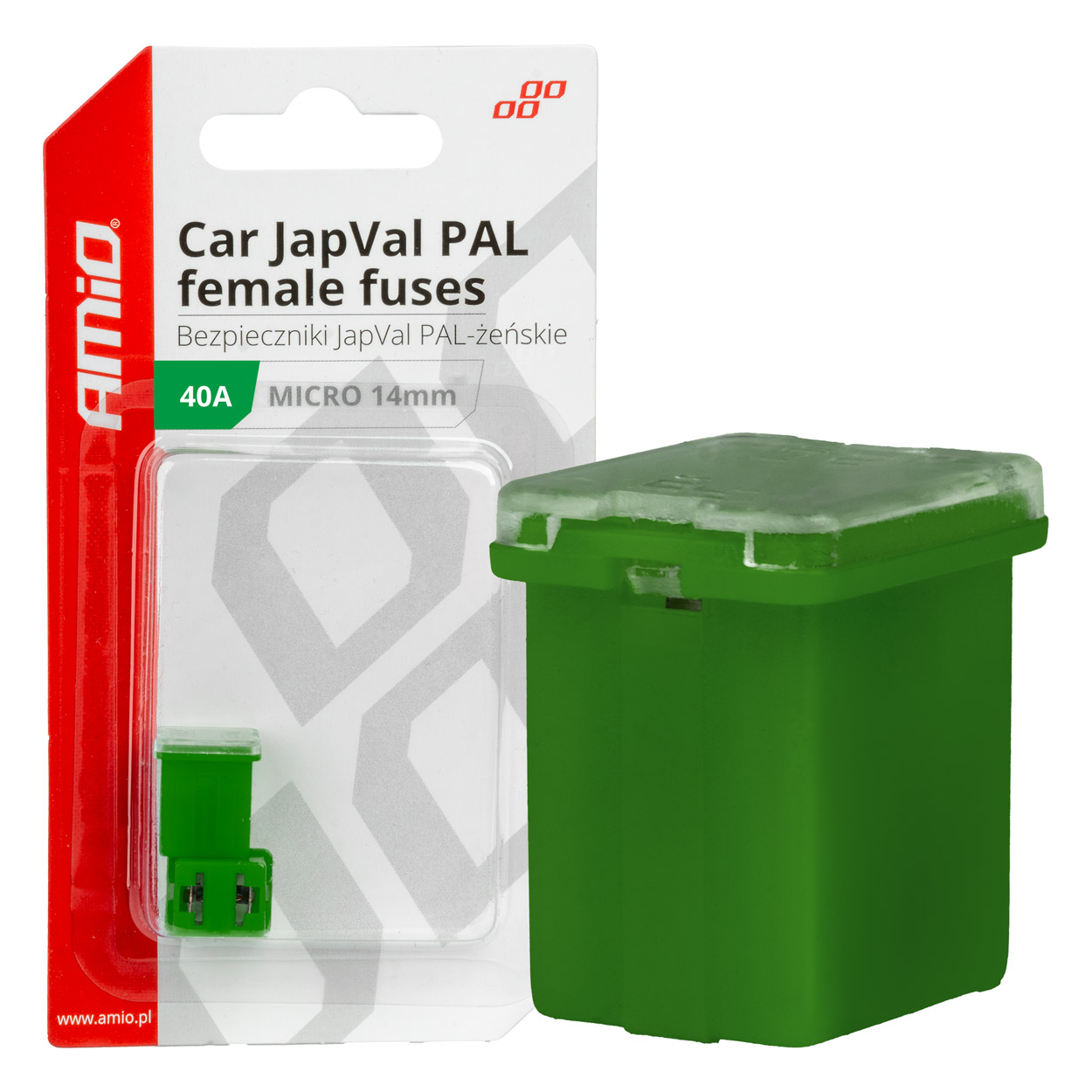 Amio - ΑΣΦΑΛΕΙΕΣ JapVal PAL ΜICRO 14mm ΘΗΛΥΚΕΣ 40A ΣΕ ΠΡΑΣΙΝΟ ΧΡΩΜΑ - 2 Τεμ. (03454/AM)
