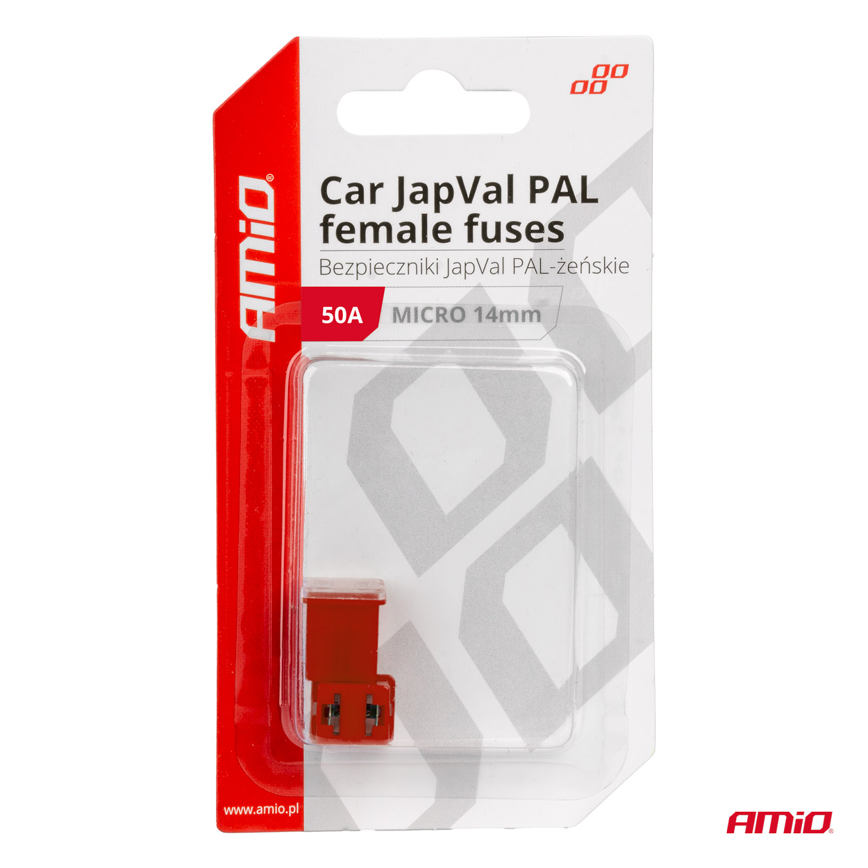 AMIO - Ασφαλειες Japval Pal Μicro 14MM Θηλυκες 50A Σε Κοκκινο Χρωμα - 2 Τεμ. (03455/AM) - Thumbnail 3