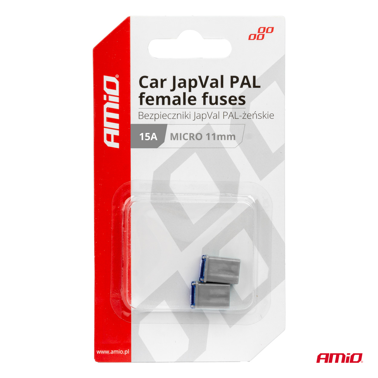AMIO - Ασφαλειες Japval Pal Μicro 11MM Θηλυκες 15A Σε Γκρι Χρωμα - 2 Τεμ. (03457/AM) - Thumbnail 3