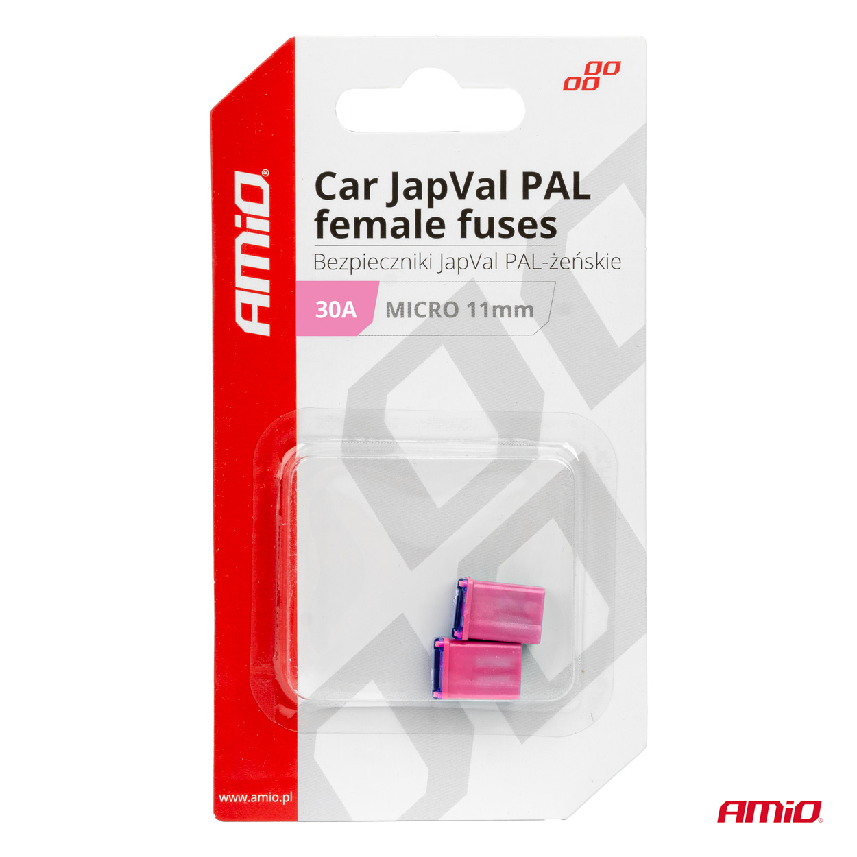 AMIO - Ασφαλειες Japval Pal Μicro 11MM Θηλυκες 30A Σε Ροζ Χρωμα - 2 Τεμ. (03460/AM) - Thumbnail 3