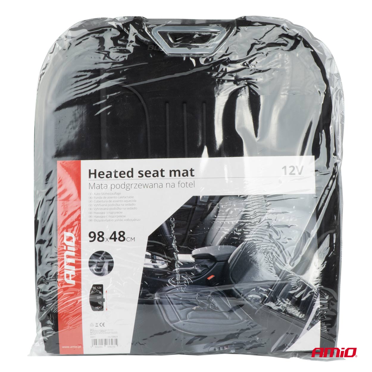 AMIO - Πλατοκαθισμα Θερμαινομενο 12V 98X48CM Αφρωδες Υλικο Και Υφασμα Μαυρο - 1 Τεμ. (03623/AM) - Thumbnail 11