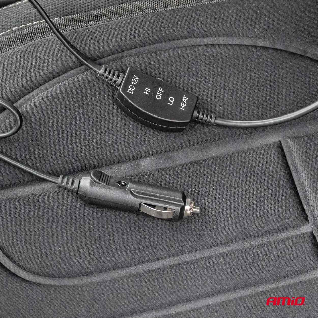 AMIO - Πλατοκαθισμα Θερμαινομενο 12V 98X48CM Αφρωδες Υλικο Και Υφασμα Μαυρο - 1 Τεμ. (03623/AM) - Thumbnail 4