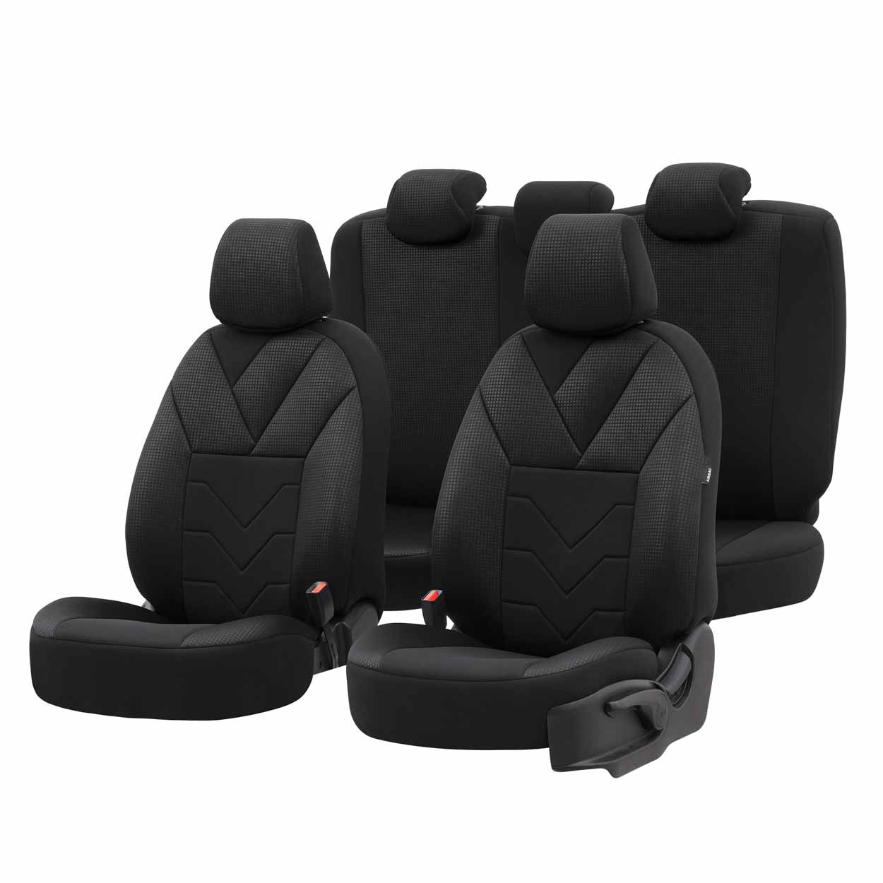 Amio - Καλύμματα Καθισμάτων OTOM Ruby 1202 Grey/Black σε Μαύρο/Σκούρο Γκρι Λινό και Δερματίνη για Μπροστινά και Πίσω Καθίσματα με 5 Προσκέφαλα - 1 σετ. (OT77345/AM)