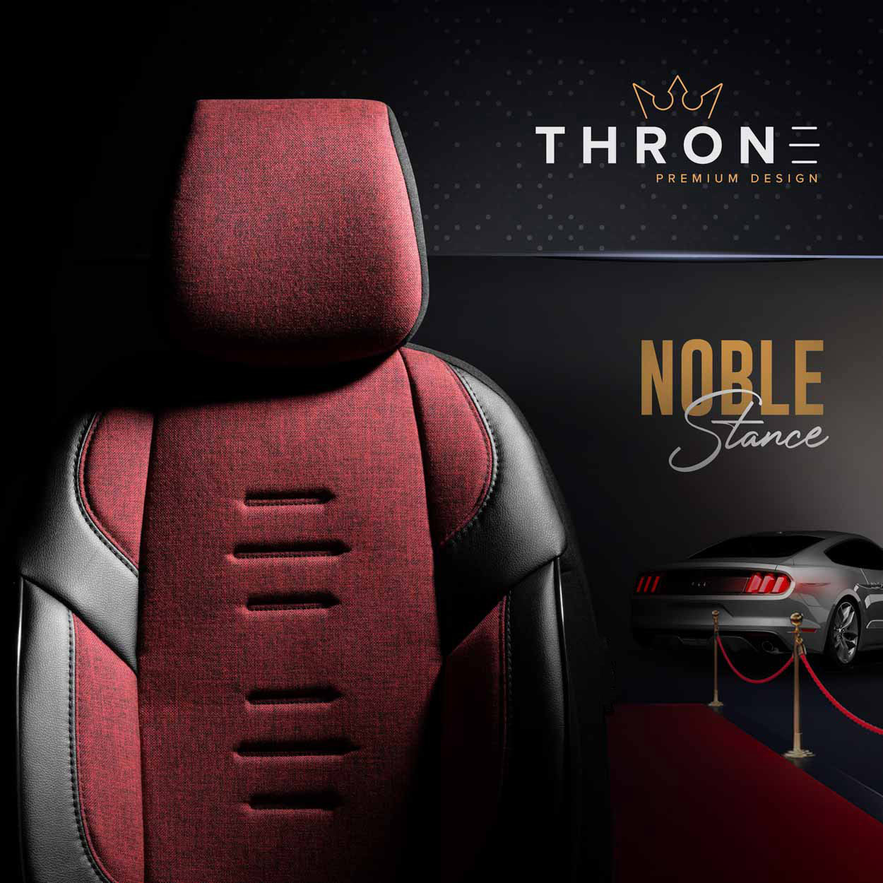 AMIO - Καλύμματα Καθισμάτων Otom Throne 103 Red Σε Μαύρο/γκρι/κόκκινο Ύφασμα Και Δερματίνη Για Μπροστινά Και Πίσω Καθίσματα Με 5 Προσκέφαλα - 1 Σετ (OT86756/AM) - Thumbnail 10