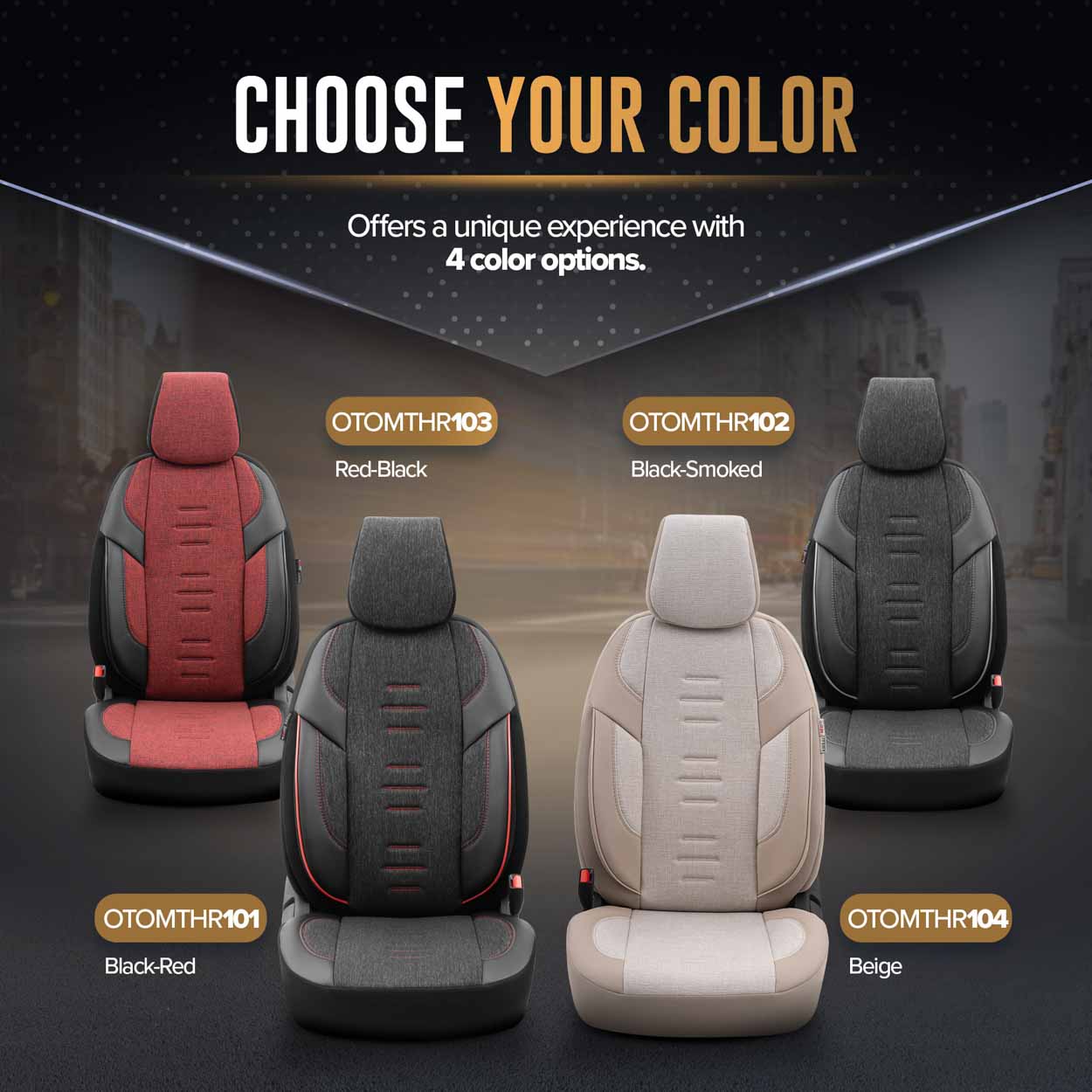 AMIO - Καλύμματα Καθισμάτων Otom Throne 103 Red Σε Μαύρο/γκρι/κόκκινο Ύφασμα Και Δερματίνη Για Μπροστινά Και Πίσω Καθίσματα Με 5 Προσκέφαλα - 1 Σετ (OT86756/AM) - Thumbnail 8