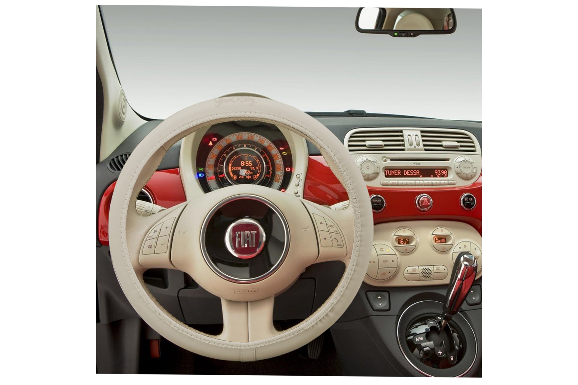 Fiat 500 Καλυμμα Τιμονιου Μπεζ  Οικολογικο Δερμα & Βαμβακερο Με Logo SIMONI RACING 37-39CM SIMONI RACING  - 1 Τεμ. - Thumbnail 2