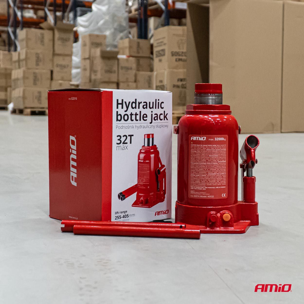 AMIO - Γρύλος Υδραυλικός Αντοχή 32000KG Ανύψωση 235-440MM Για Βαρέα Οχήματα Με Σταθερή Ανύψωση Και Ασφαλή Χρήση Με Βαλβίδα Προστασίας Υπερφόρτωσης - 1 Τεμ. (02016/AM) - Thumbnail 3