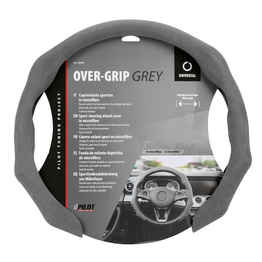 LAMPA Κάλυμμα Τιμονιού Αυτοκινήτου Over-grip, Σπορ Άοσμο Σουέτ Ύφασμα Από Μικροΐνες, Universal Γκρί 1-τεμ. (L3307.8) - Thumbnail 3