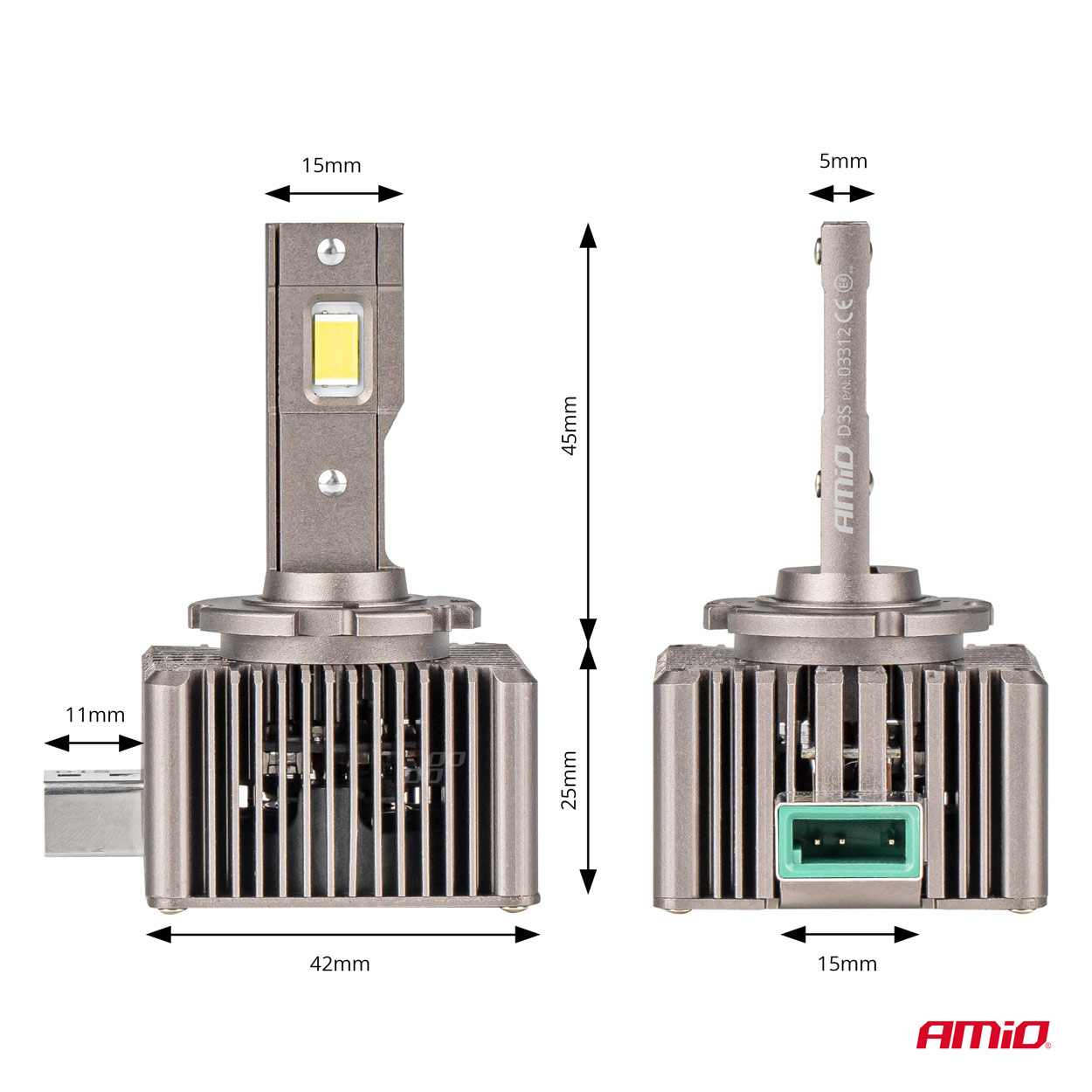 AMIO - Λαμπες LED D3S 9>16V 70W 6.500K 8600LM (με Ψυκτρα) Xd Series - 2 Τεμ. (03312/AM) - Thumbnail 3