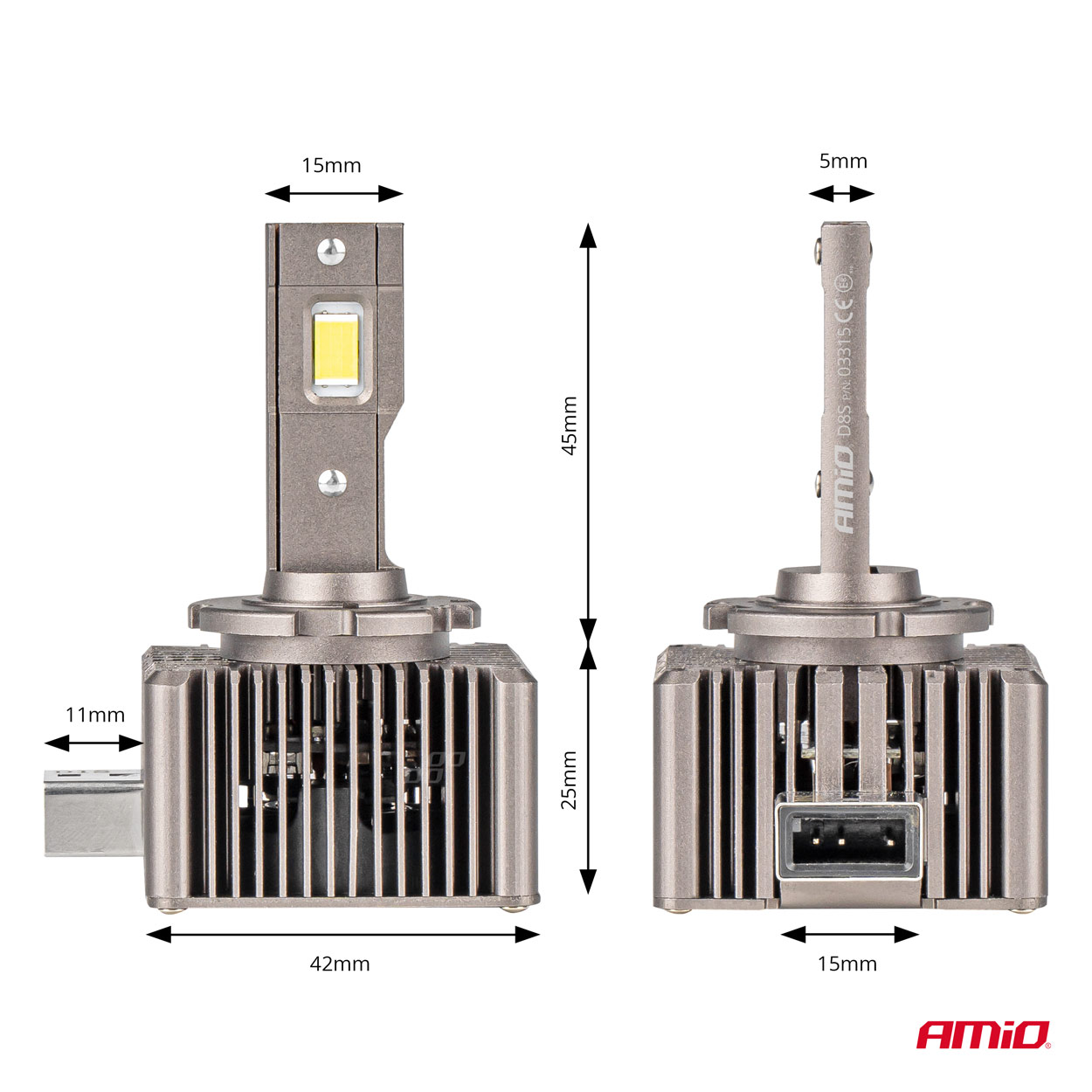 AMIO - Λαμπες LED D8S 9>16V 70W 6.500K 8600LM (με Ψυκτρα) Xd Series - 2 Τεμ. (03315/AM) - Thumbnail 3