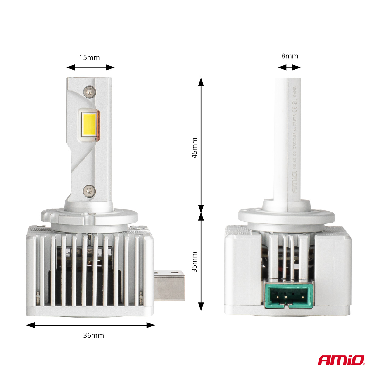 AMIO - Λαμπες LED D3S/D8R 12V 6.000K 6800LM Can-bus D-basic Series - 2 Τεμ. (03628/AM) - Thumbnail 3