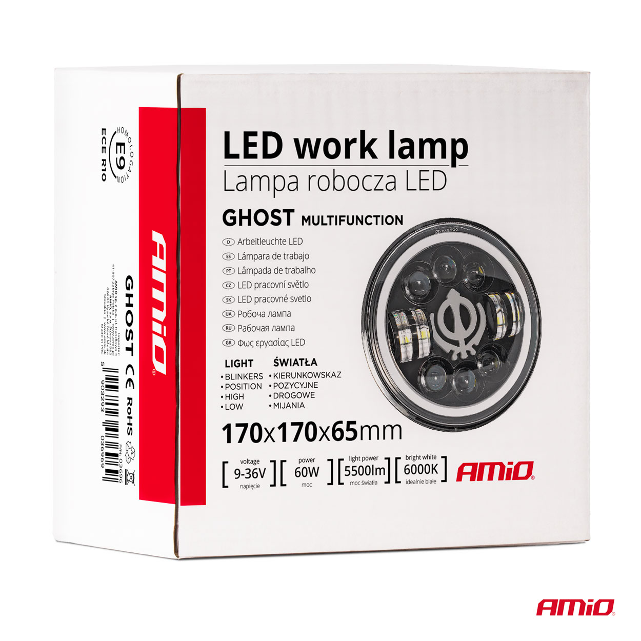 AMIO - Προβολεας Εργασιας Στρογγυλος Ghost 5.500LM 9>36V 60W 6.000K Φ170X170X65MM 4 Χρησεων - 1 Τεμ. (03696/AM) - Thumbnail 6