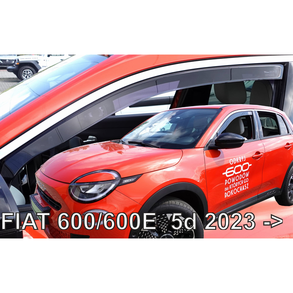 Ανεμοθραυστες Για Fiat 600/600E 5D 2023+ Σετ Αυτοκινητου Απο Ευκαμπτο Φιμε Πλαστικο HEKO - 4 Τεμ.