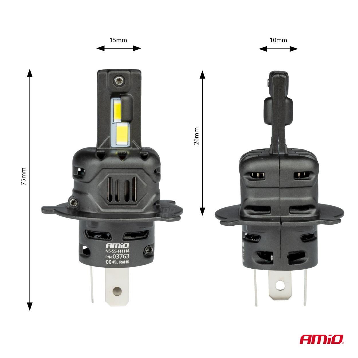 AMIO - Λαμπες LED H4 12V 44W 6.500K 3.936LM Csp X4 Series Aviator Plug & Play - 2 Τεμ. (03763/AM) - Thumbnail 3