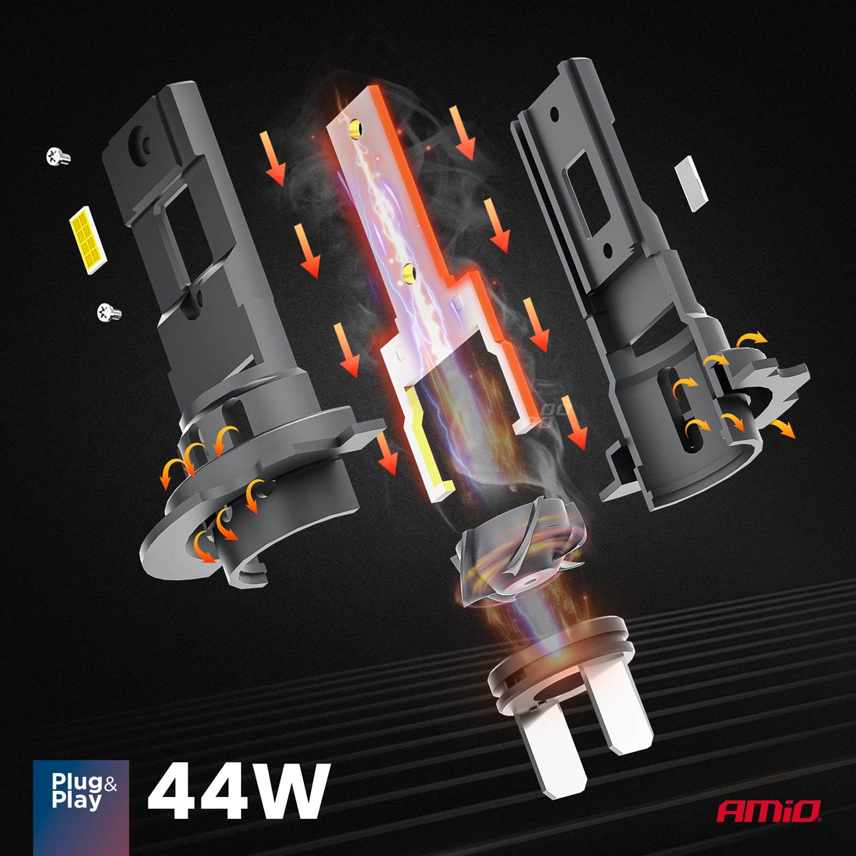 AMIO - Λαμπες LED H7 12V 44W 6.500K 3.936LM Csp X4 Series Aviator Plug & Play - 2 Τεμ. (03764/AM) - Thumbnail 2