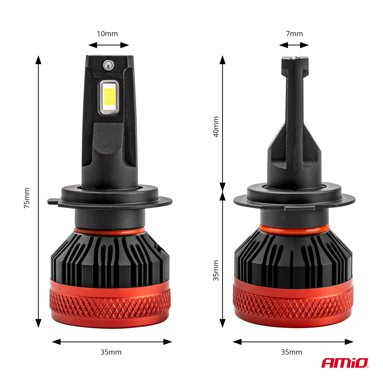 AMIO - Λαμπες LED H7 9-16V 90W 6.500K 9900LM Can Bus (me Ανεμιστηρακι) X3 Series - 2τεμ. (02980/AM) - Thumbnail 4