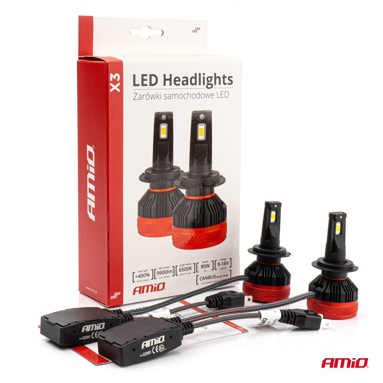 AMIO - Λαμπες LED H7 9-16V 90W 6.500K 9900LM Can Bus (me Ανεμιστηρακι) X3 Series - 2τεμ. (02980/AM) - Thumbnail 8
