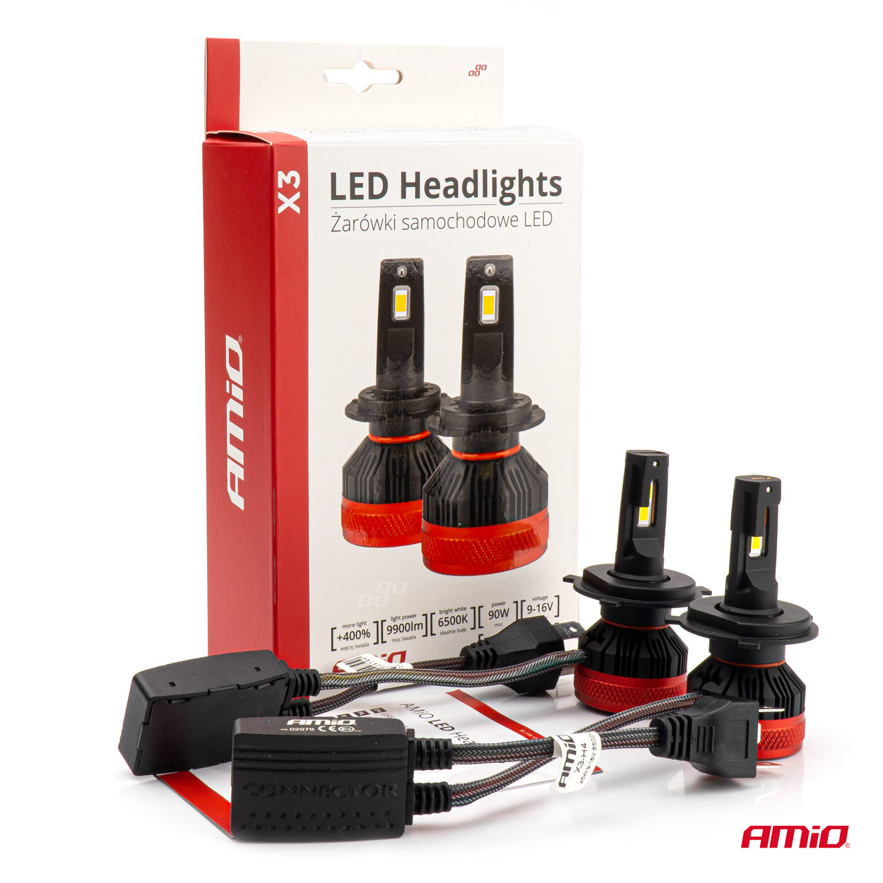 AMIO - Λαμπες LED H4 10-16V 90W 6.500K 9900LM Can Bus (me Ανεμιστηρακι) X3 Series - 2τεμ. (02979/AM) - Thumbnail 8