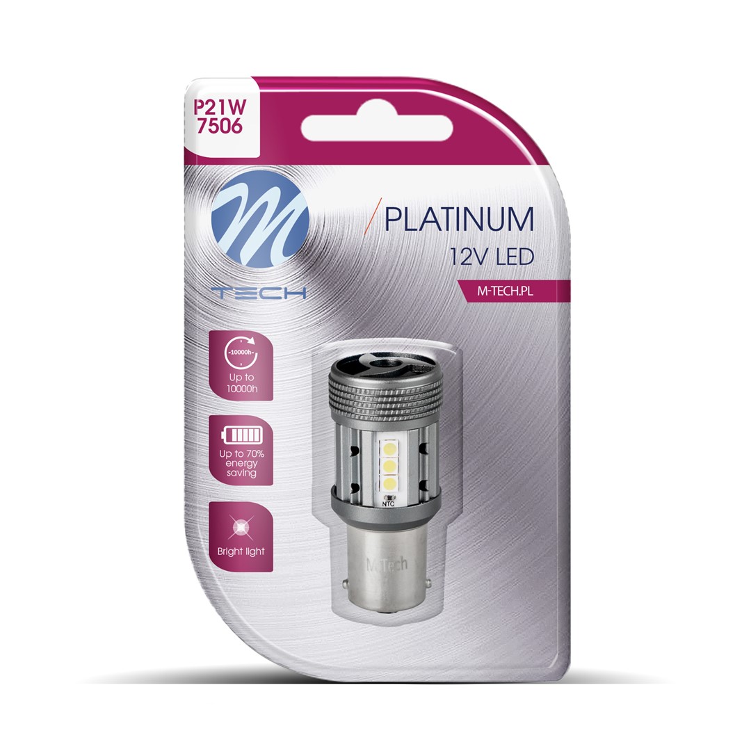 P21W 12/24V BA15S 12XSMD3030 LED Can-bus Λευκο Platinium Blister 1τεμ M-TECH