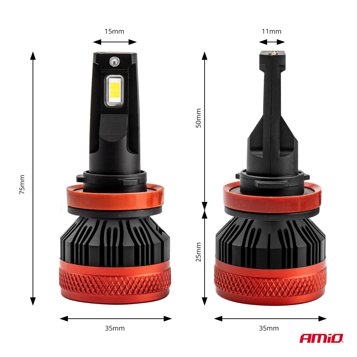 AMIO - Λαμπες LED Can-bus H8/9/11 9>16V 90W 6.500K 9900LM (με Ανεμιστηρακι) X3 Series - 2 Τεμ. (02981/AM) - Thumbnail 3