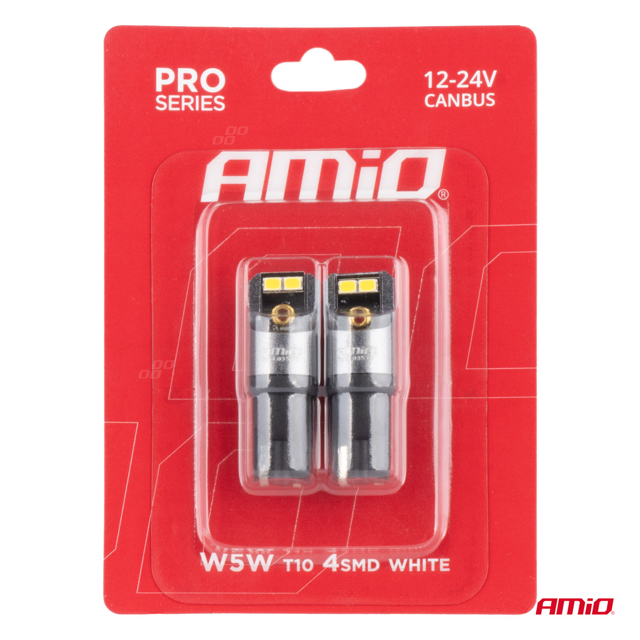 AMIO - Λαμπακια T10 W5W 12/24V 6.000K 4XSMD LED Can-bus Λευκο 2016 Pro Series - 2 Τεμ. (03577/AM) - Thumbnail 4