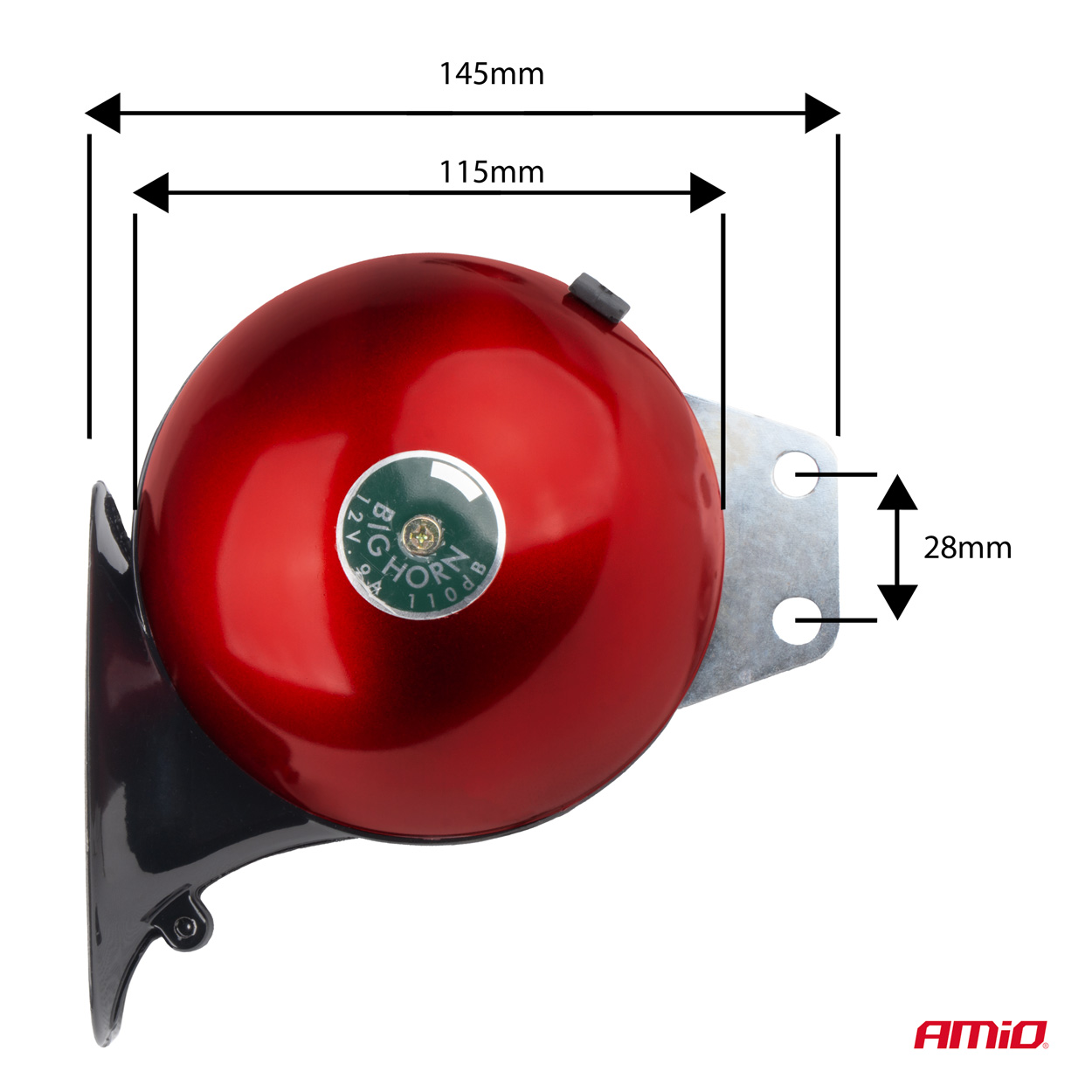 AMIO - Κορνα Σαλιγγαρια 12V - 110DB Κοκκινο/μαυρο - 2 Τεμ. (04075/AM) - Thumbnail 2