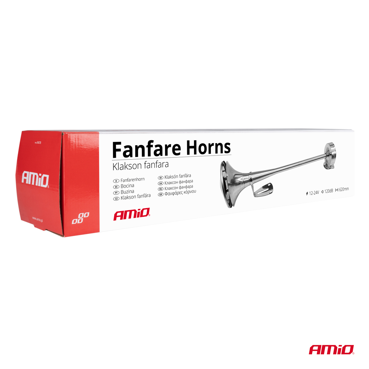 AMIO - Κορνα Πνευματικη Μονη 12/24V 115DB Low Tone ΜΗΚΟΣ:620MM Χρωμιο - 1 Τεμ. (04078/AM) - Thumbnail 5