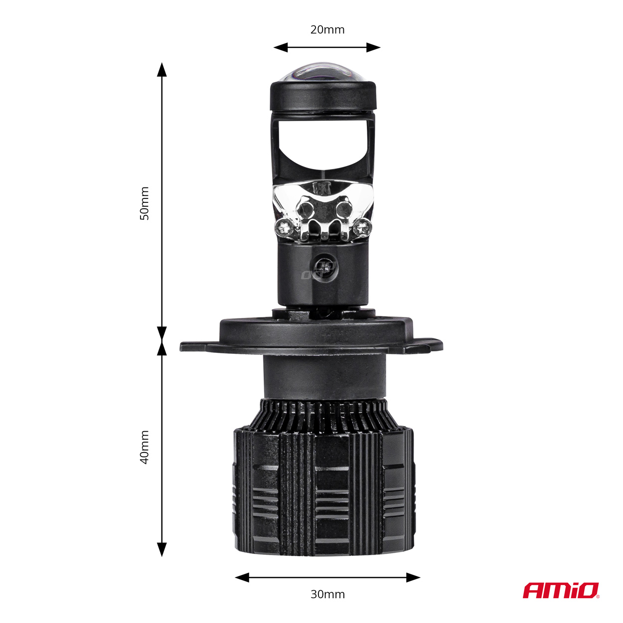 AMIO - Λαμπες H4 Pl-lens Series 9>36V 60W 5.000K 3.800LM LED 2X4575 Smd Can-bus Με Προτζεκτορα - 2 Τεμ. (03667/AM) - Thumbnail 3