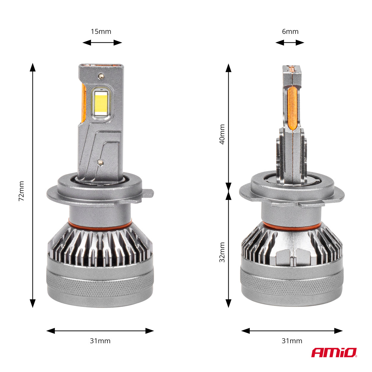 AMIO - Λαμπες H7 9>48V 6.500K 4.500LM 50W Hp Series LED Can-bus (με Ψυκτρα - 2 Τεμ. (03674/AM) - Thumbnail 2