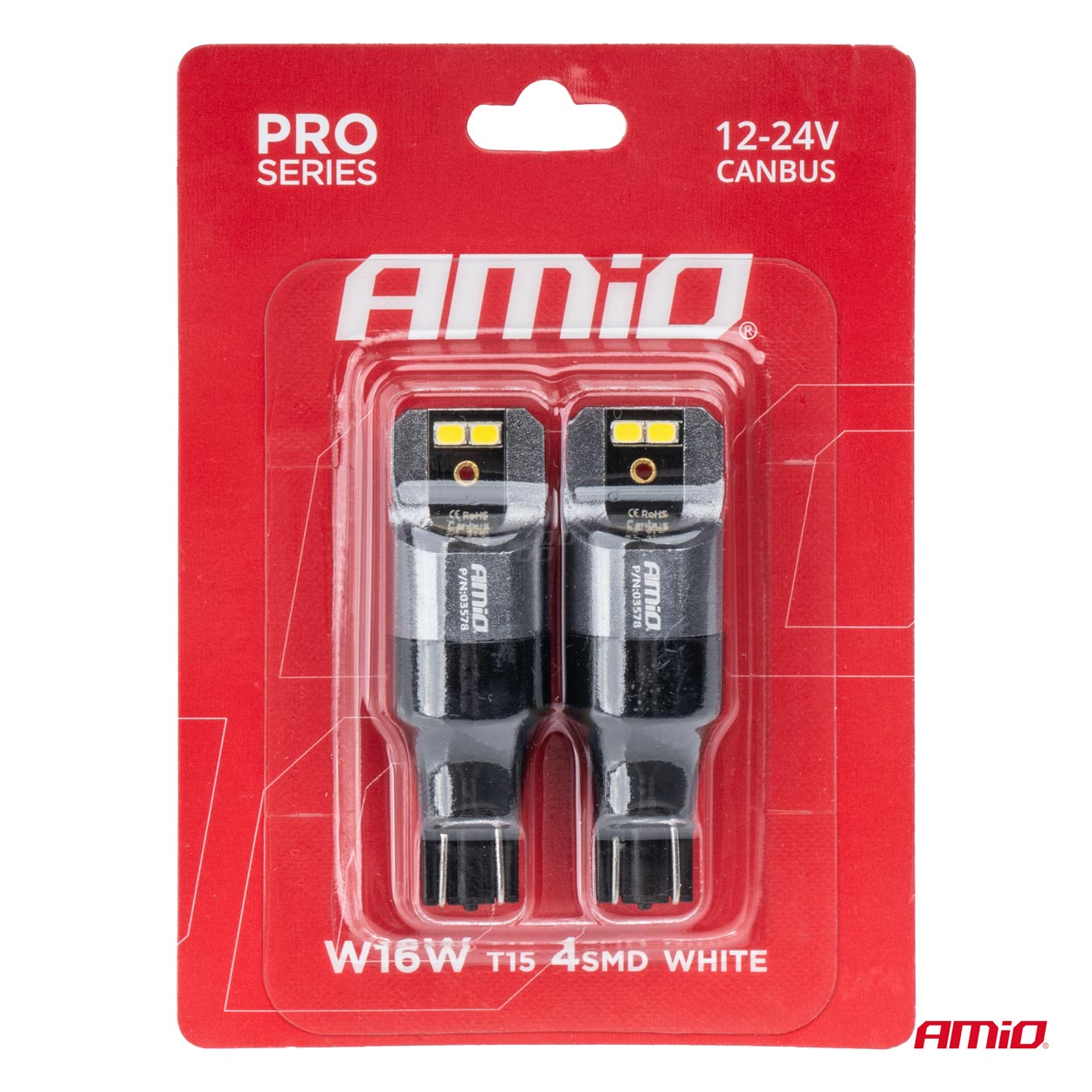 AMIO - Λαμπακια T15 W16W 12/24V 6.000K 4XSMD LED Can-bus Λευκο 2016 Pro Series - 2 Τεμ. (03578/AM) - Thumbnail 3