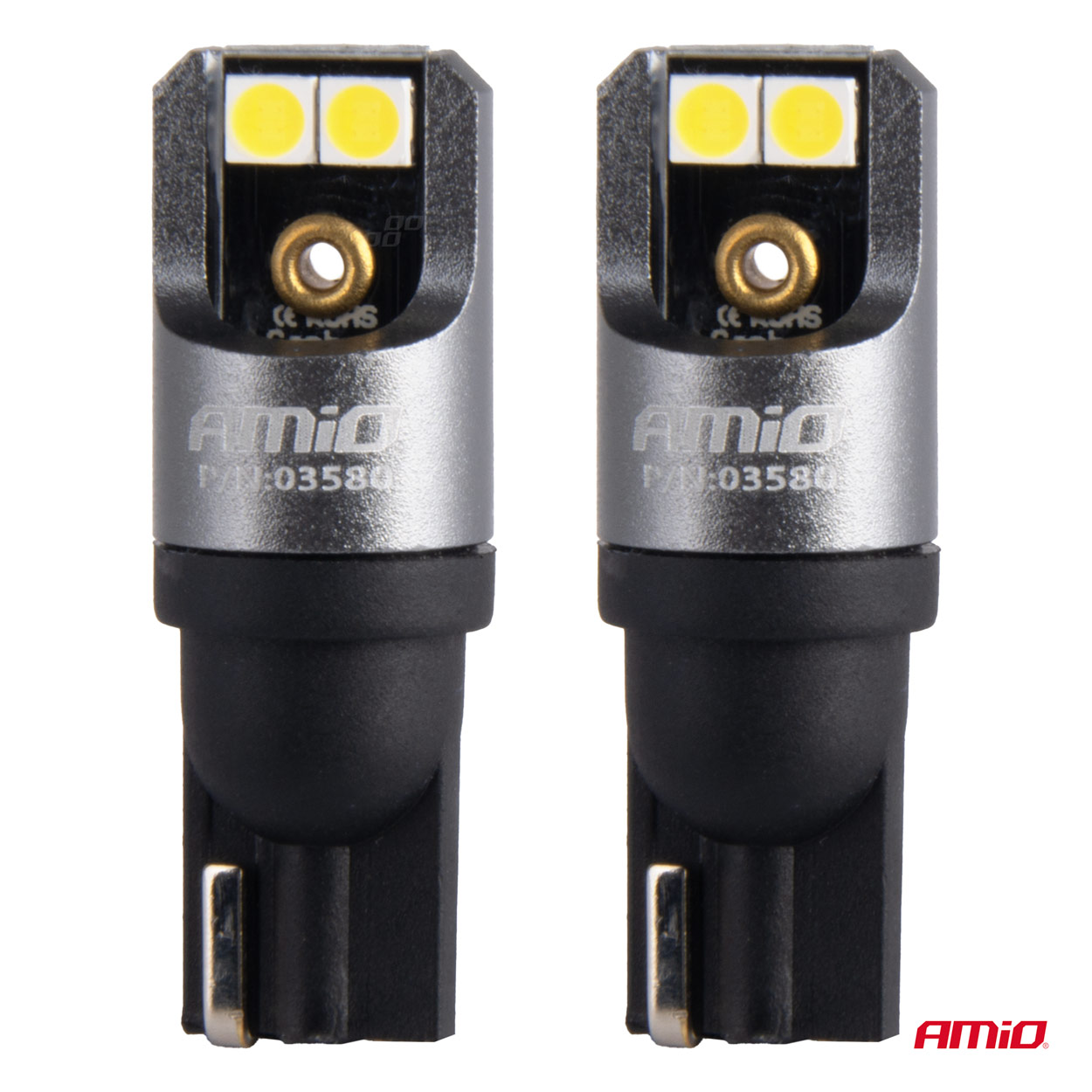 AMIO - Λαμπακια T10 W5W 12/24V 6.000K 4XSMD LED Full Can-bus Λευκο 3030 Pro Series - 2 Τεμ. (03580/AM) - Thumbnail 2