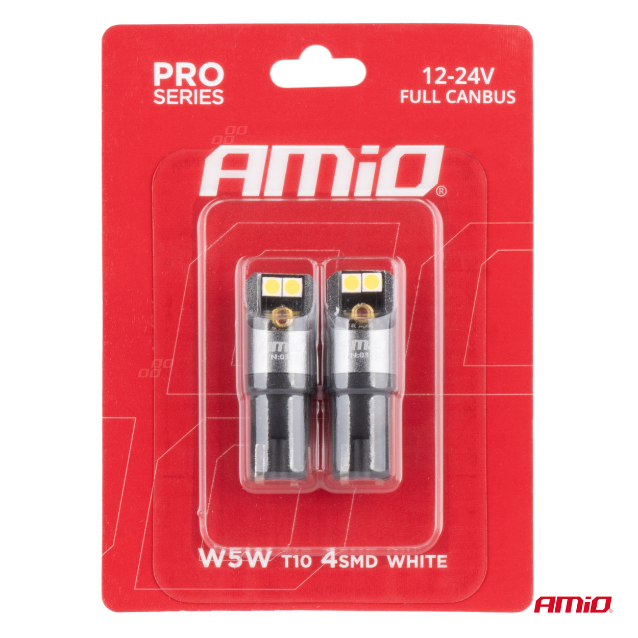 AMIO - Λαμπακια T10 W5W 12/24V 6.000K 4XSMD LED Full Can-bus Λευκο 3030 Pro Series - 2 Τεμ. (03580/AM) - Thumbnail 4