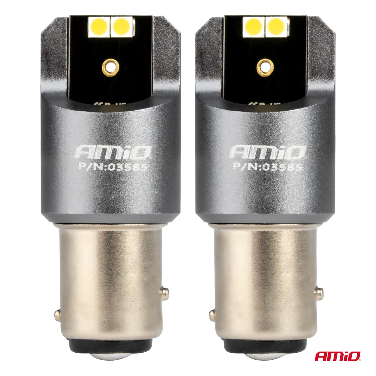 AMIO - Λαμπακια P21/5W BAY15D 12/24V 6.000K 4XSMD LED Can-bus Λευκο Pro Series - 2 Τεμ. (03585/AM) - Thumbnail 2
