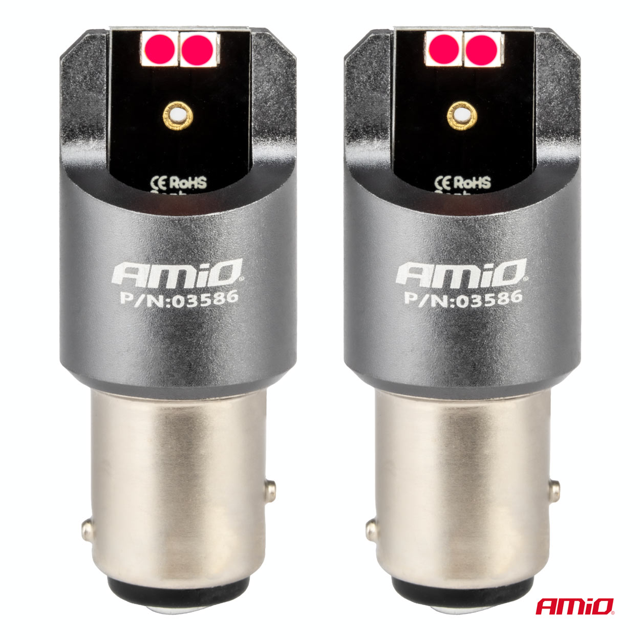 AMIO - Λαμπακια P21/5W BAY15D 12/24V 6.000K 4XSMD LED Can-bus Κοκκινο Pro Series - 2 Τεμ. (03586/AM) - Thumbnail 2