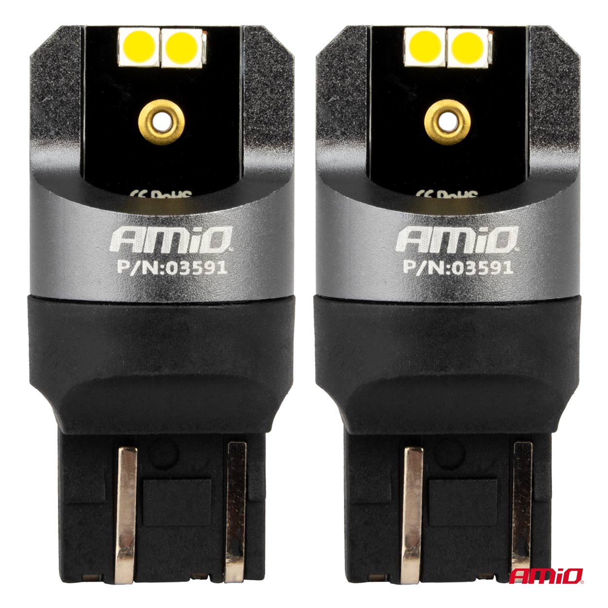 AMIO - Λαμπακια W21/5W 7443 12/24V 6.000K 4XSMD LED Can-bus Λευκο Pro Series - 2 Τεμ. (03591/AM) - Thumbnail 2