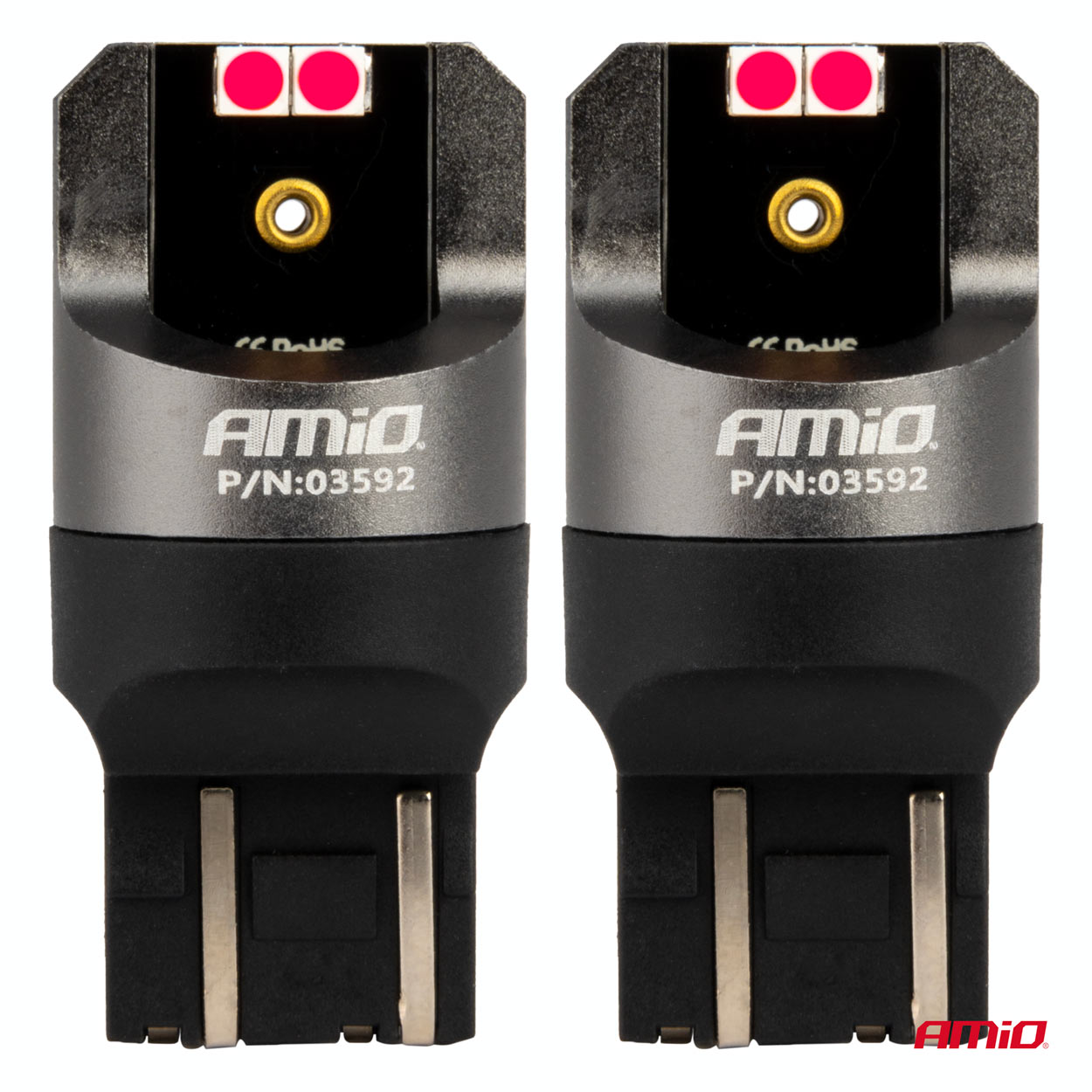 AMIO - Λαμπακια W21/5W 7443 12/24V 6.000K 4XSMD LED Can-bus Κοκκινο Pro Series - 2 Τεμ. (03592/AM) - Thumbnail 2