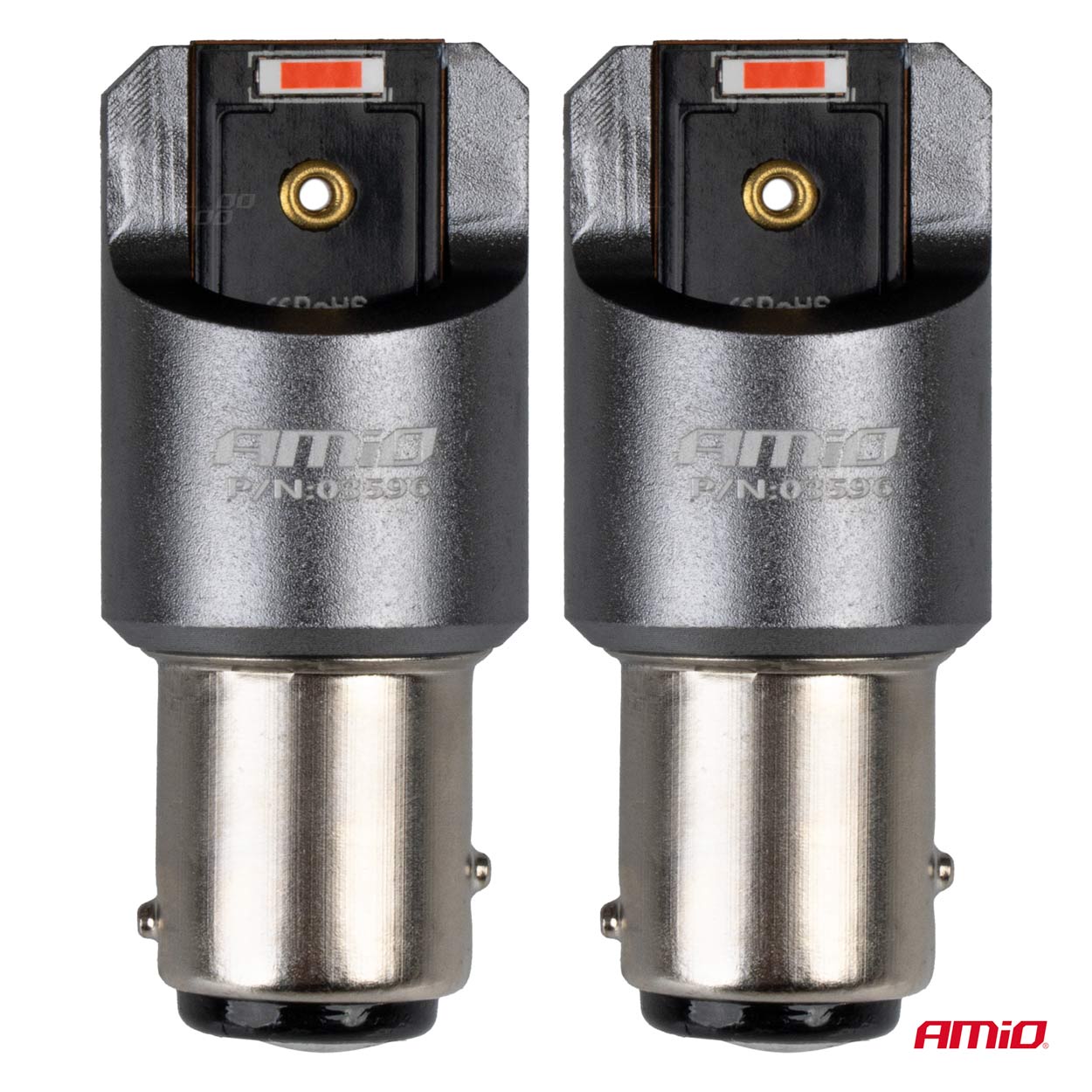 AMIO - Λαμπακια P21/5W BAY15D 12/24V 6.000K 2XSMD LED Full Can-bus Κοκκινο Pro Series - 2 Τεμ. (03596/AM) - Thumbnail 2