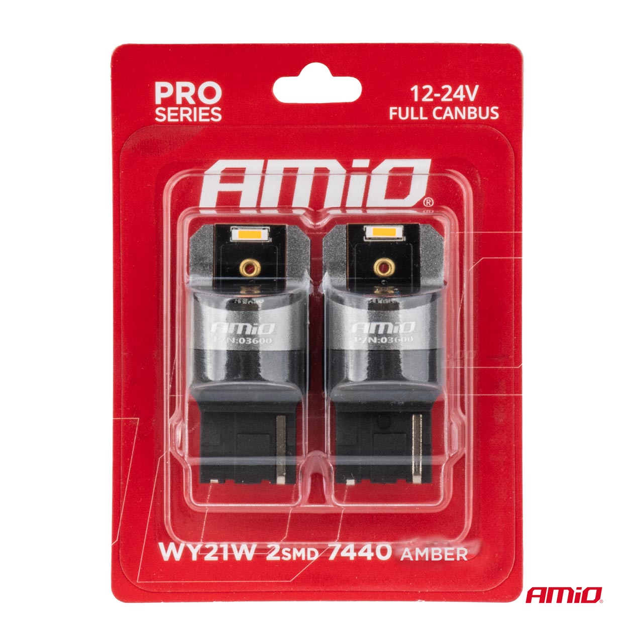 AMIO - Λαμπακια WY21W 7440 12/24V 6.000K 2XSMD LED Full Can-bus Πορτοκαλι Pro Series - 2 Τεμ. (03600/AM) - Thumbnail 4