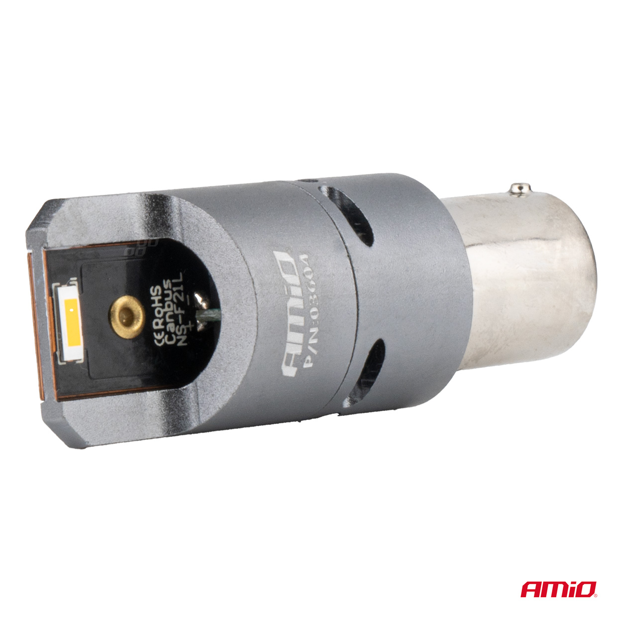 AMIO - Λαμπακια PY21W BAU15S 12/24V 6.000K 2XSMD LED Full Can-bus(με Ανεμιστηρακι) Πορτοκαλι Pro Series - 2 Τεμ. (03604/AM) - Thumbnail 3