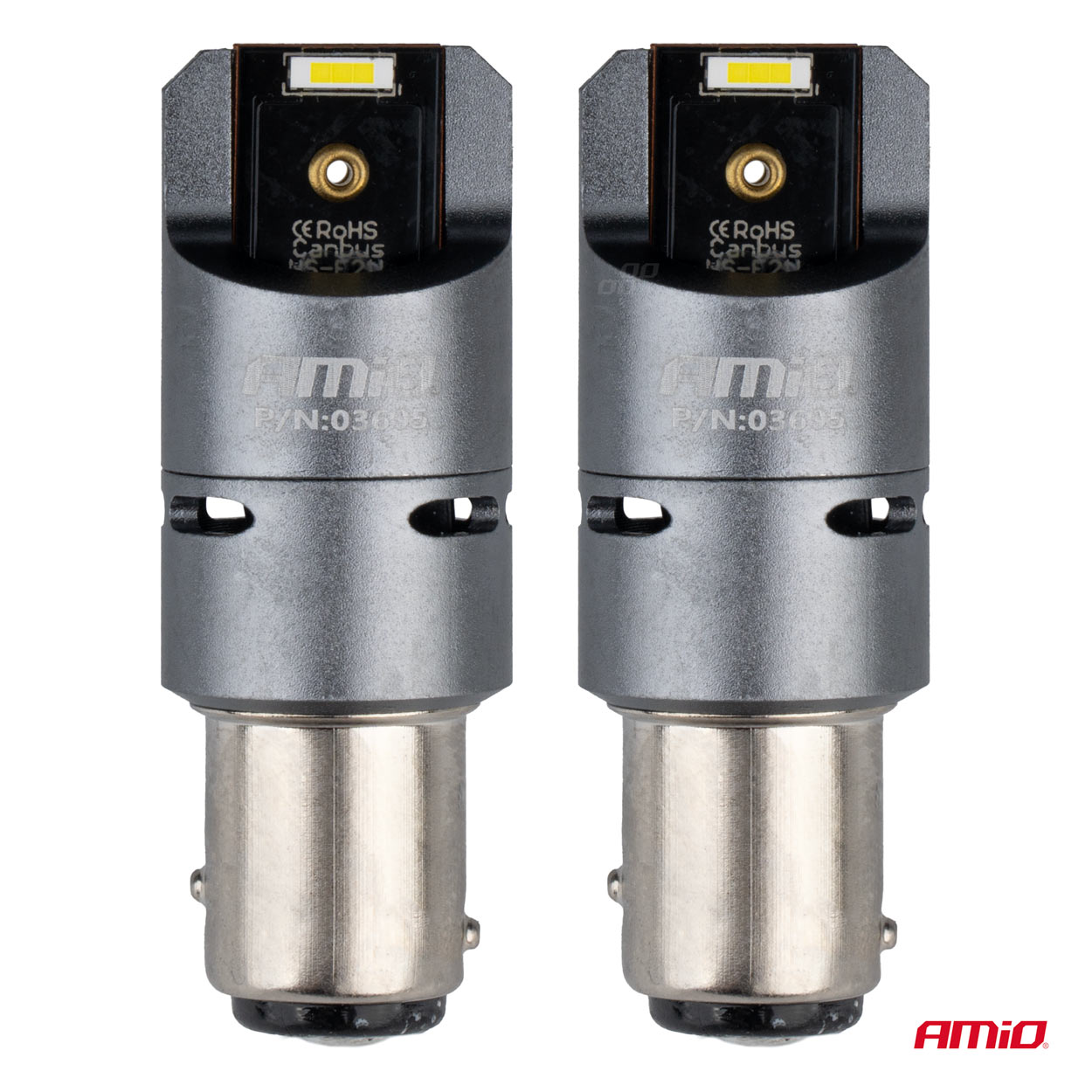 AMIO - P21/5W BAY15S 12/24V 6.000K 2XSMD LED(με Ανεμιστηρακι) Full Can-bus Λευκο Pro Series - 2 Τεμ. (03605/AM) - Thumbnail 2