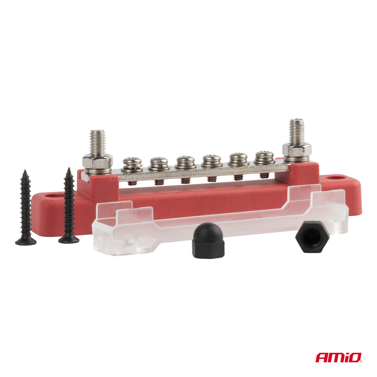 AMIO - Μπαρα Καλωδιων / Τερματικο 6 Θεσεων Max 48V​ Κοκκινο - 1 Τεμ. (03810/AM) - Thumbnail 3