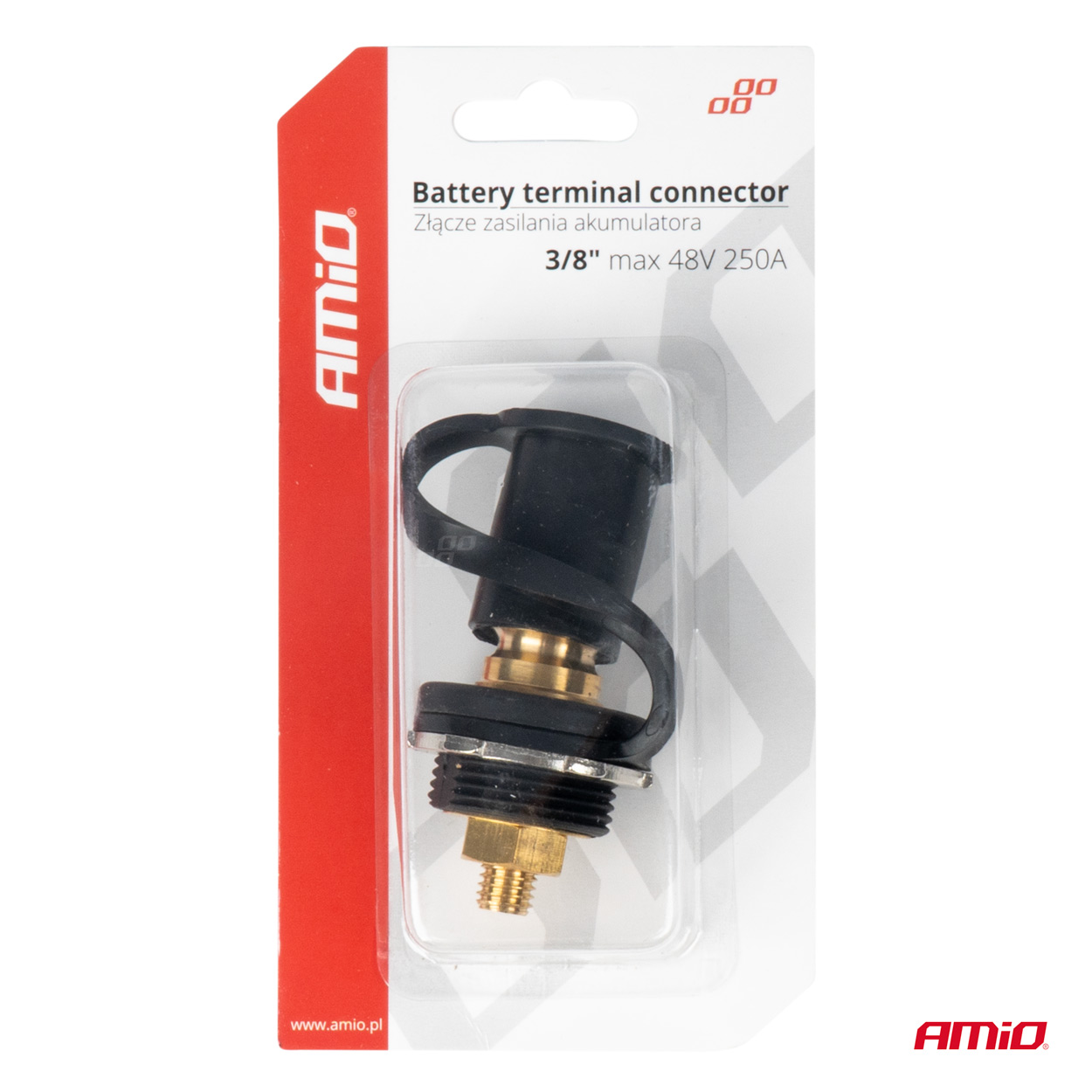AMIO - Πολος Μπαταριας Αρνητικος 3/8'' M10 MAX.48V 250A Σε Μαυρο Χρωμα Με Καπακι - 1 Τεμ. (03813/AM) - Thumbnail 4