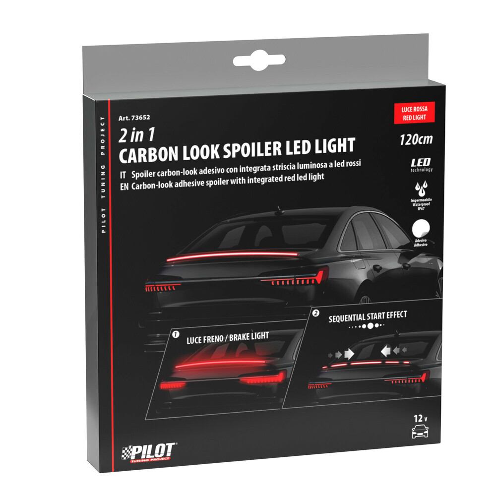 Ταινια Σιλικονης LED Κοκκινο Φως Carbon-look Πορτ Μπαγκαζ  Spoiler LED Light 12V IP67 25Χ10MM 120CM LAMPA -  1 Τεμ. - Thumbnail 6