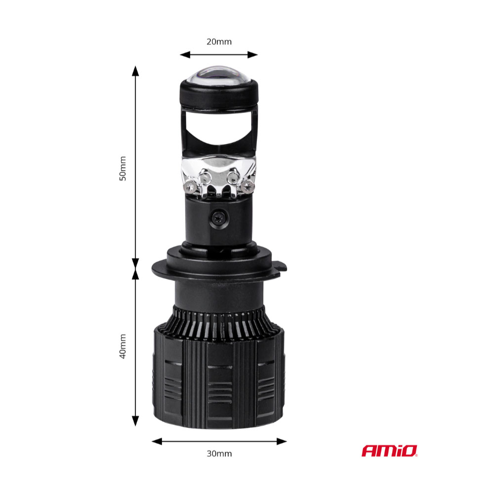 AMIO - Λαμπες H7 Pl-lens Series 9>36V 60W 5.000K 3.800LM LED 2X4575 Smd Can-bus Με Προτζεκτορα - 2 Τεμ. (03668/AM) - Thumbnail 3